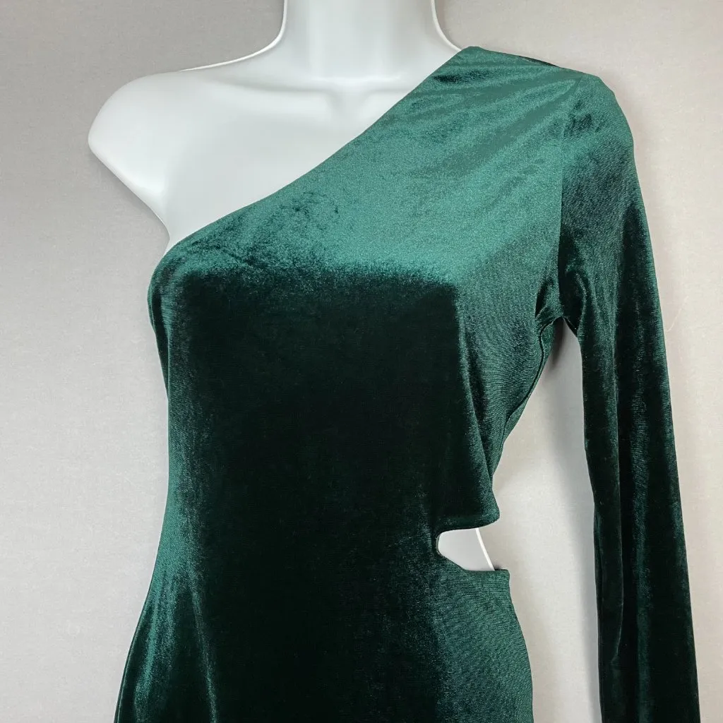 Altar'd State Serena Dress Green Velvet Cut Out Waist One Long Sleeve Mini Small - Image 8