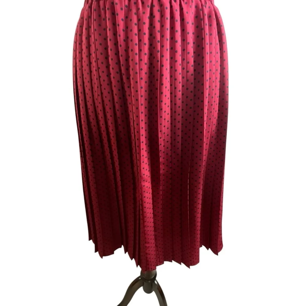 Anthropologie Hey There By Karen Walker Pleated Polka Dot Midi Skirt Red Size 12 - Image 6