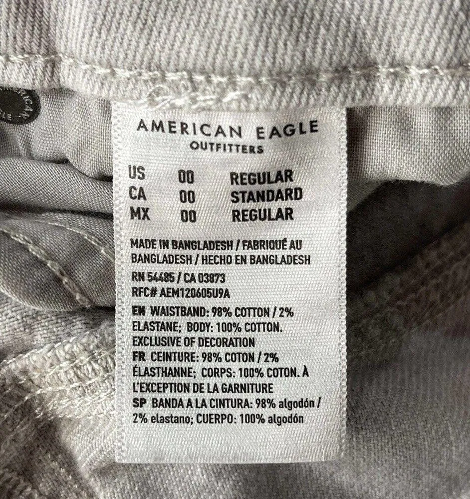 American Eagle SZ 00 Mom Straight Jeans Mid-Rise Distressed Rips Pockets Gray - Image 11