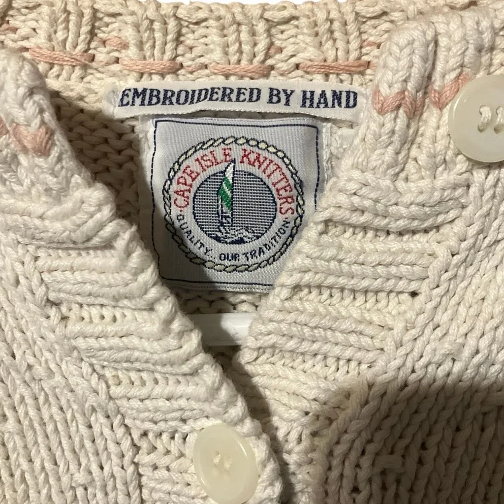 Vintage cape isle knitters embroidered by hand granny core floral button front s - Image 5