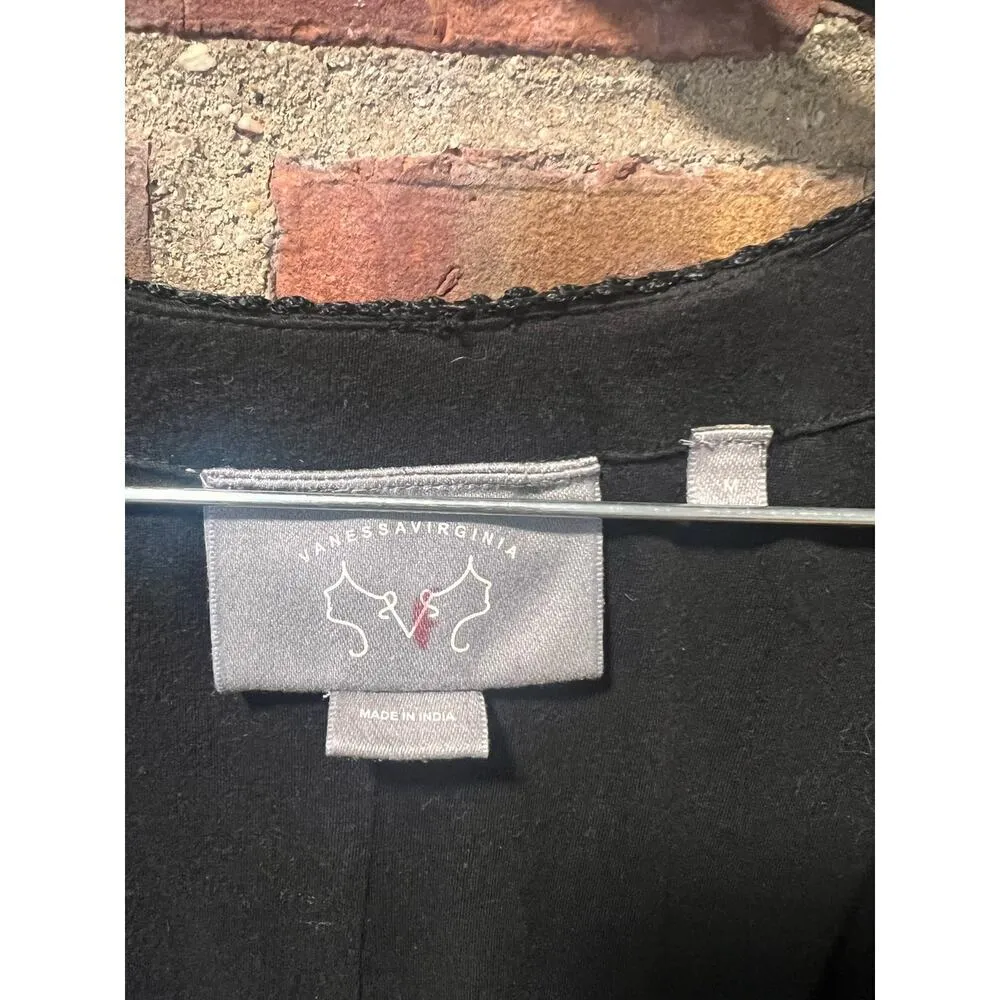 ANTHROPOLOGIE BOHO FRINGED LONG-SLEEVE JACKET Black Medium - Image 7