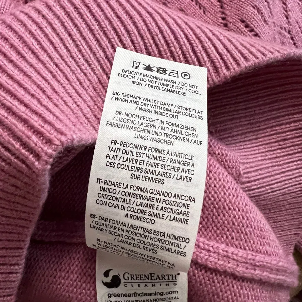 Boden Pointelle Detail Cashmere Blend Pink Sweater Strawberry Sherbet M NWT Size M - Image 9
