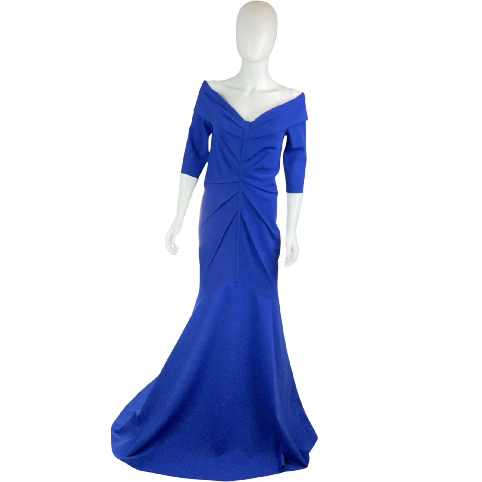 Rene Ruiz Fit and Flare Scuba‎ Evening Gown Blue Size 8 Formal Dress - Image 3