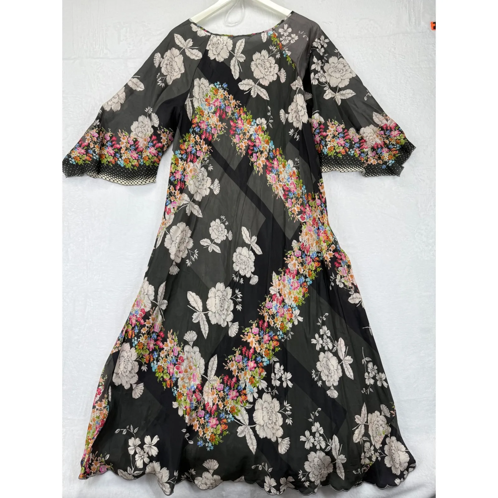 JOHNNY WAS Redland Raluca Maxi Dress Silk‎ Cotton Floral Print XX Large - Image 9