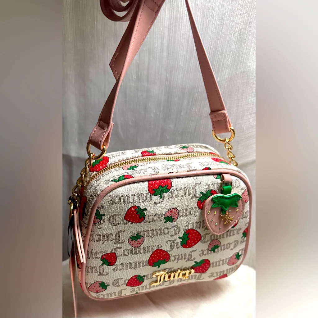 NEW Juicy Couture Strawberry Pink Camera Crossbody Bag - Image 6