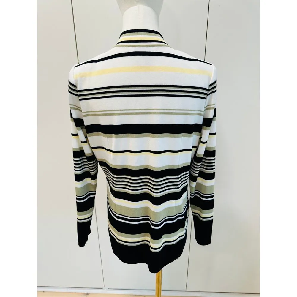 Misook Womens Zipper Cardigan Sweater Size Small Striped Business Casual - Image 5