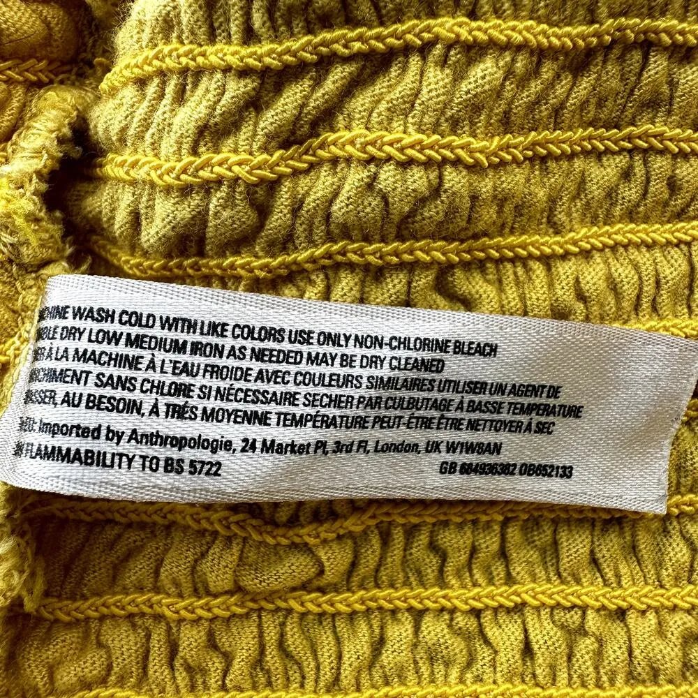 Anthropologie Floreat Smocked Crop Tank Top Ruffle Lettuce Hem Stretch Yellow S - Image 5