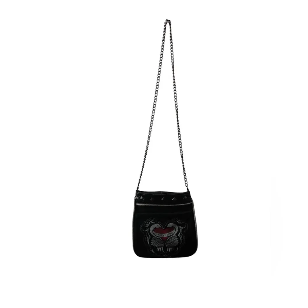Franky & Minx Black and Red Gothic Crossbody Chain Strap Women's Bag - Image 2