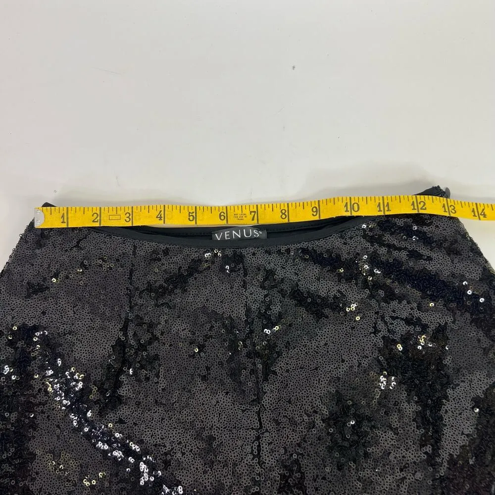 Venus Sequin Wide Leg Pants Size 2 Black Rose Gold High Waisted Punchy Rodeo - Image 5