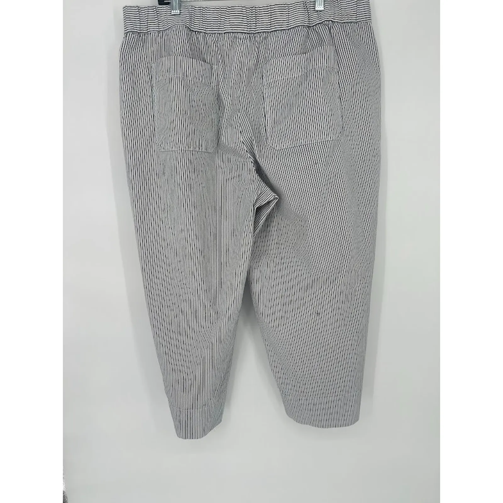 Talbots Pull On Striped Crop Pants Size 2X White Grey Classic Nautical Office - Image 5