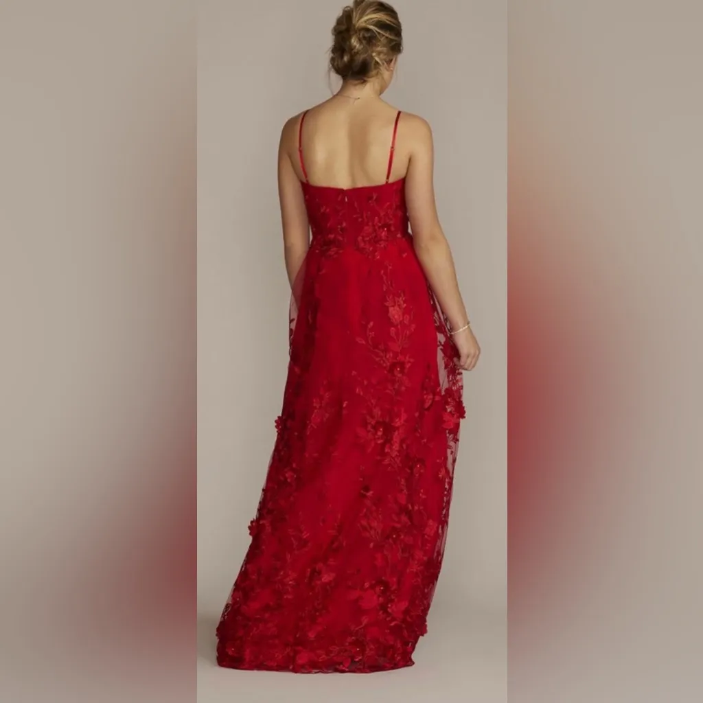Stunning Red Floral Lace Prom Dress size 4 - Image 3