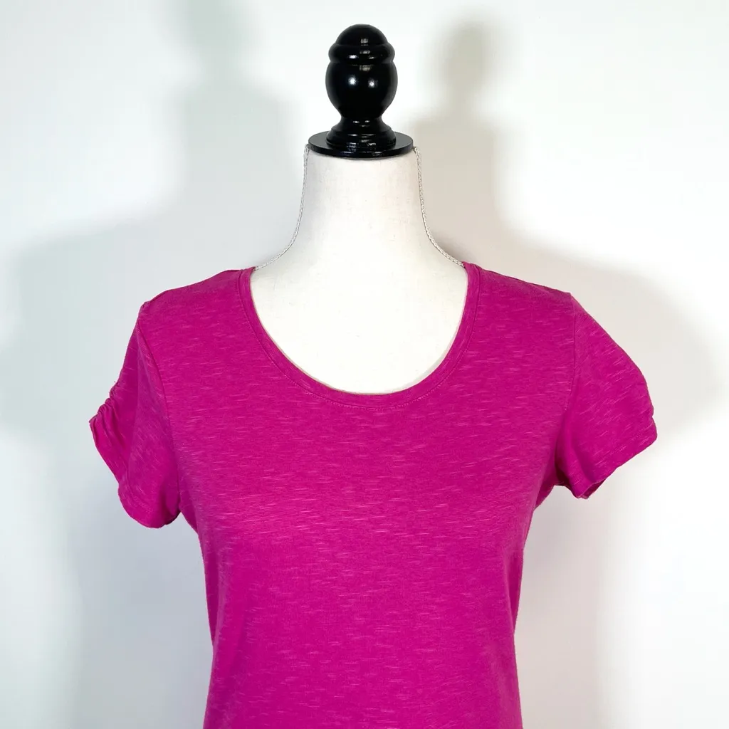 Columbia Rocky Ridge III Magenta Ruched Slub Top Short Sleeve - Image 2