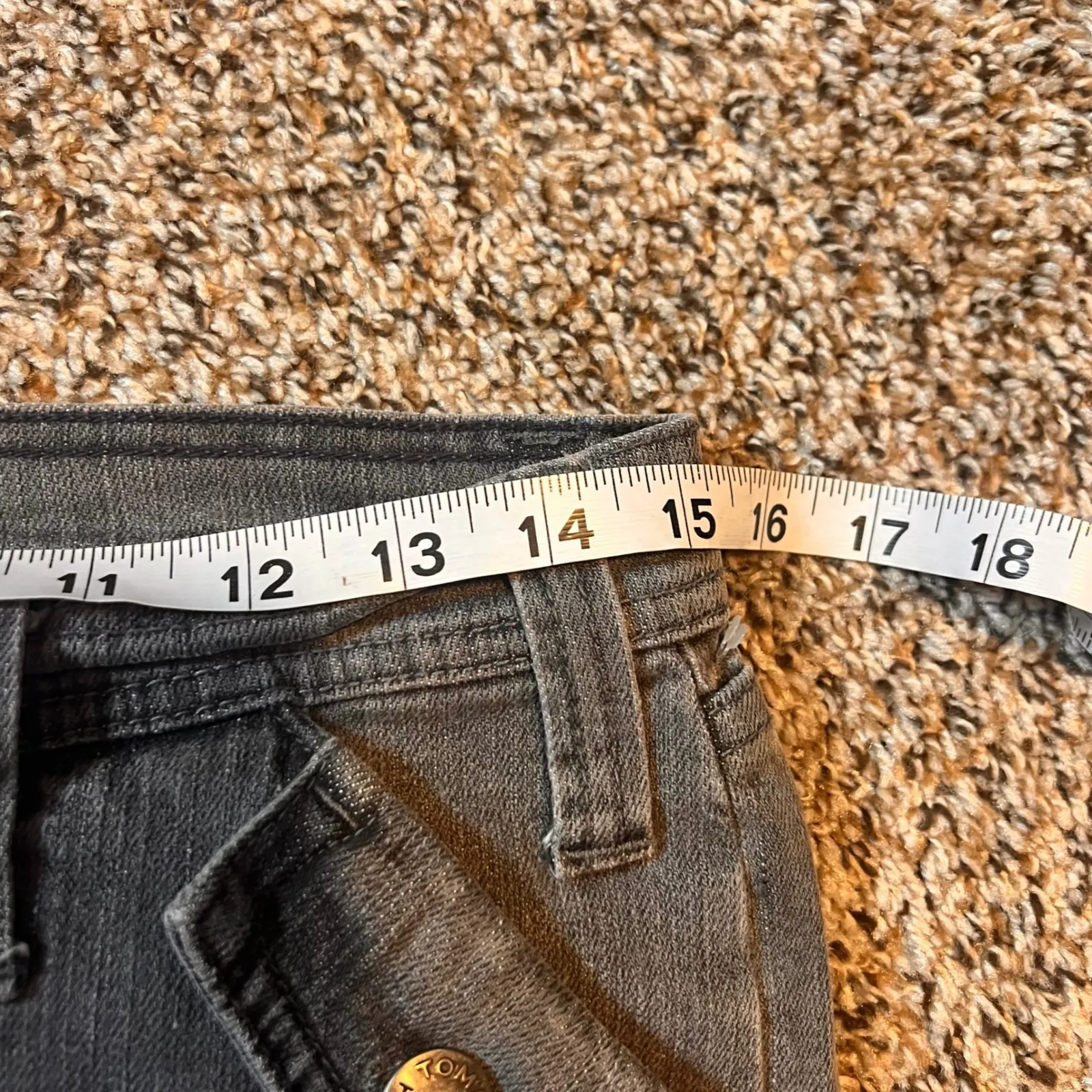 Tommy Hilfiger Gray Denim Jeans Flare Leg Low Rise Frayed Hem Womens - Image 3