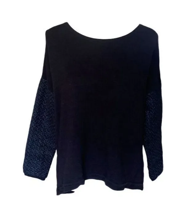 Generation Love Black Pullover Wool Blend Sweater S/XS Textured Sleeves High Low - Image 1