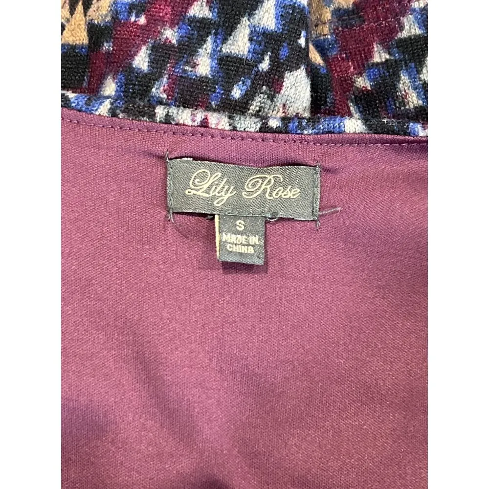 Lily Rose Stretch Fit and Flare Chevron Dress Junior Size S Western Boho Indie - Image 5