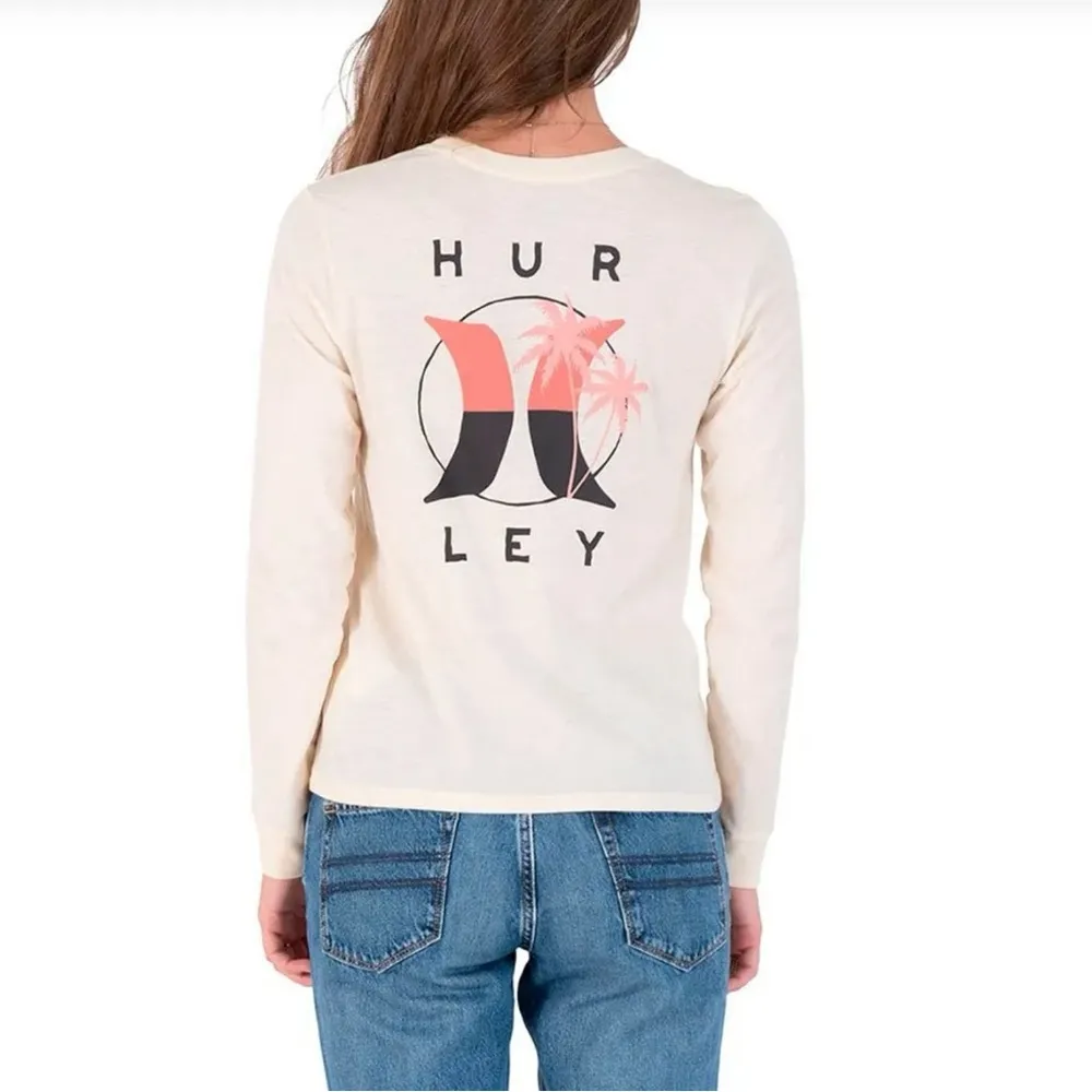 Hurley Split Level Classic Crew long sleeve T-shirt Beige| size large - Image 2