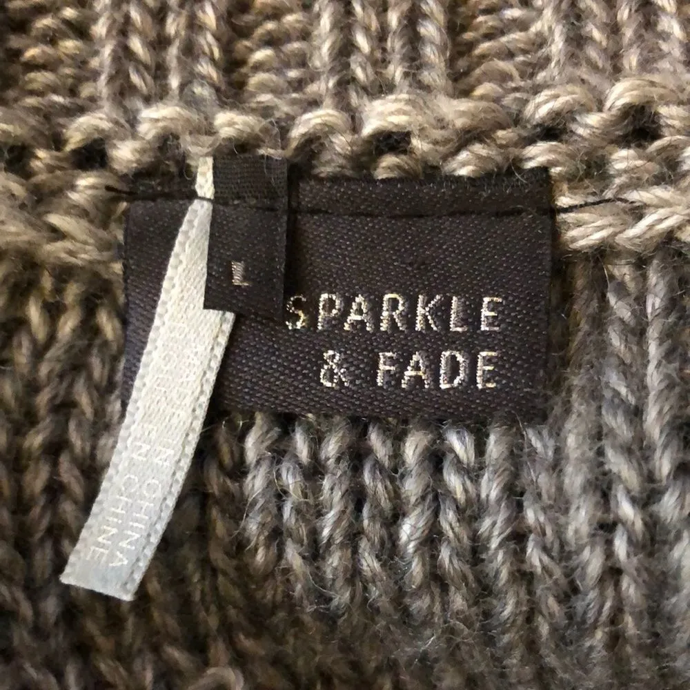 Sparkle & Fade Anthropologie Moto Style Gray Black Sweater Large L - Image 7