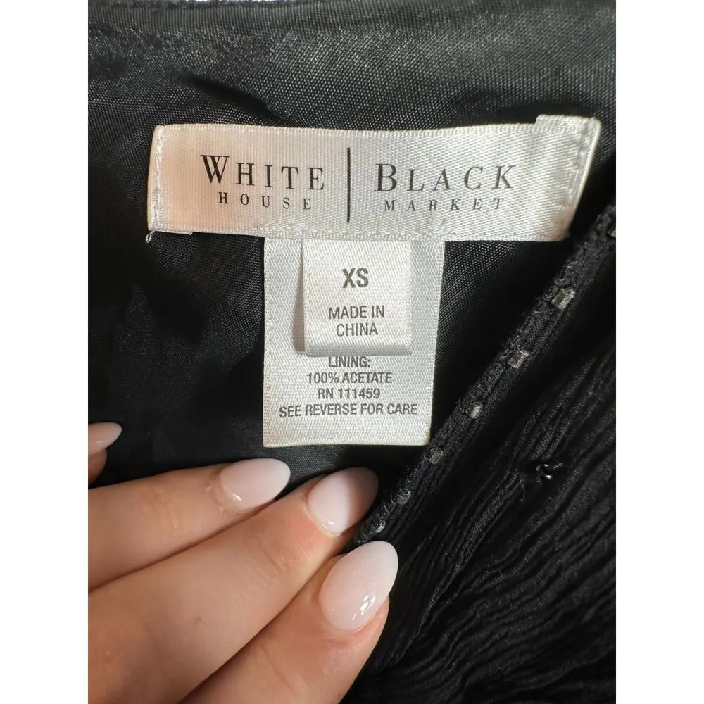 Y2K 100% Silk White House Black Marked Black Bejeweled Cami Top Size XS - Image 3