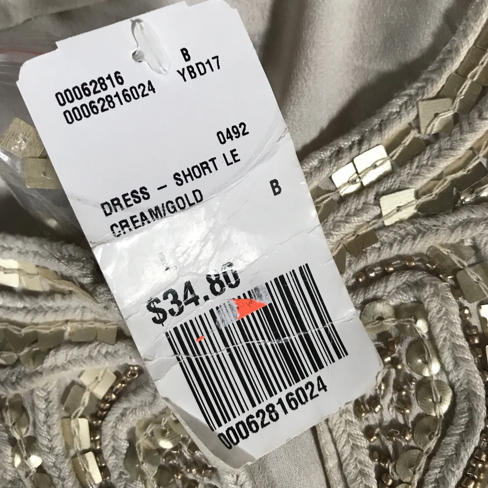 Forever 21 Contemporary Dress Short Length Large Cream/Gold NWT - Image 6