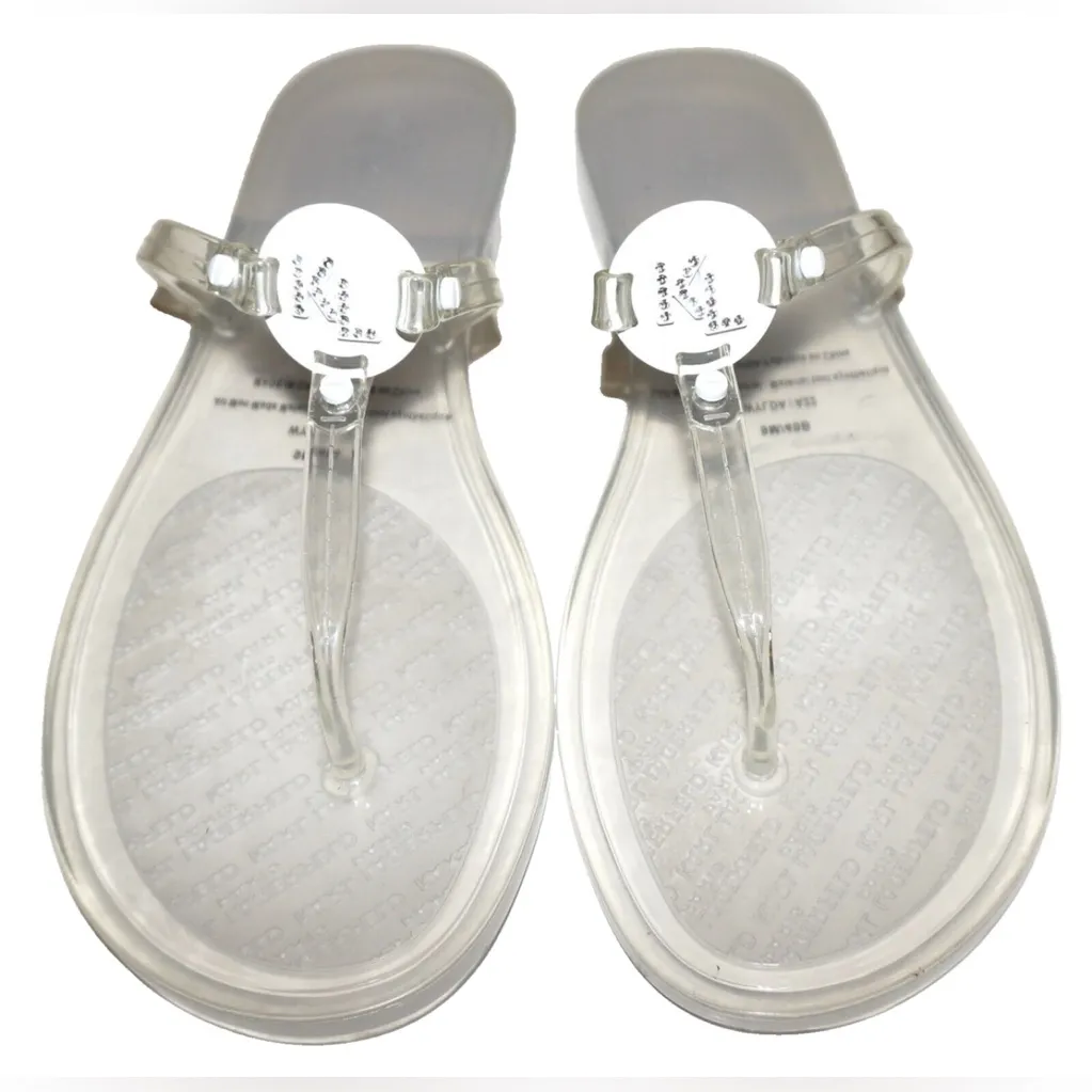 KARL LAGERFELD Embellished Clear Transparent WYLDA Thong Flip-Flop Sandals US10 - Image 2