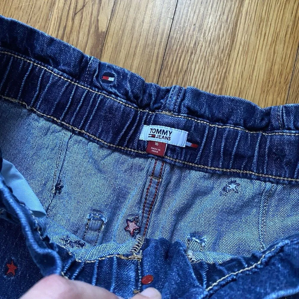 Tommy Jeans Hilfiger All Over Logo Jeans Paper bag Waist Slimming Pockets Sz 16 - Image 3