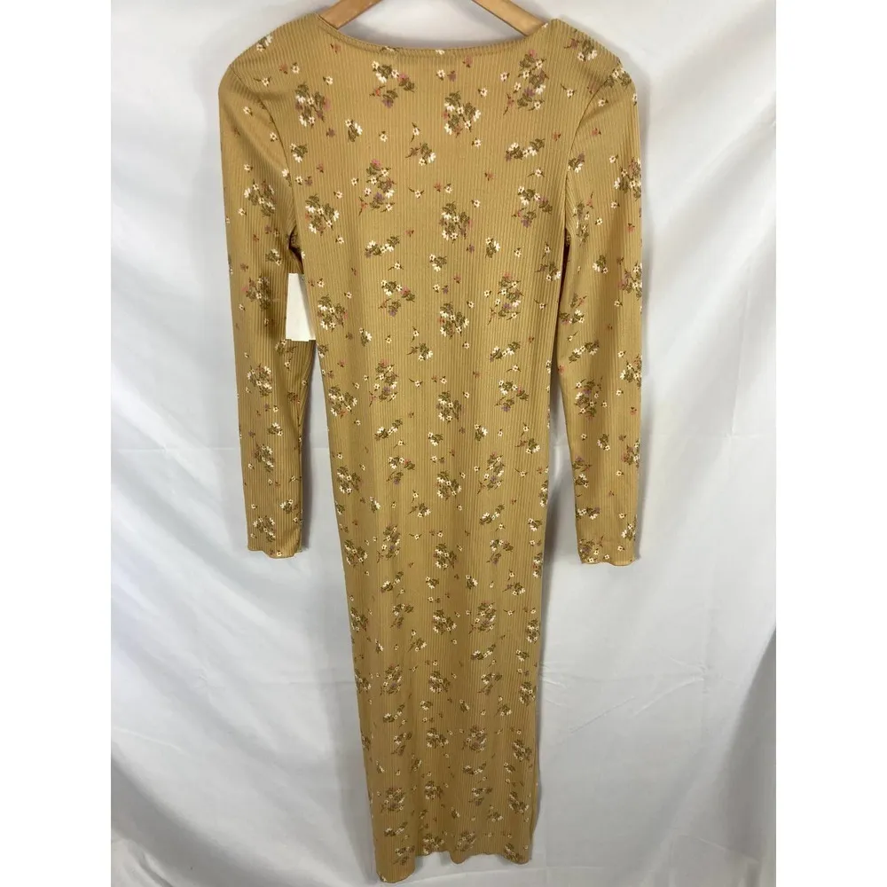 NWT Velvet Torch Brown Floral Midi Dress Long Sleeve Size small - Image 3