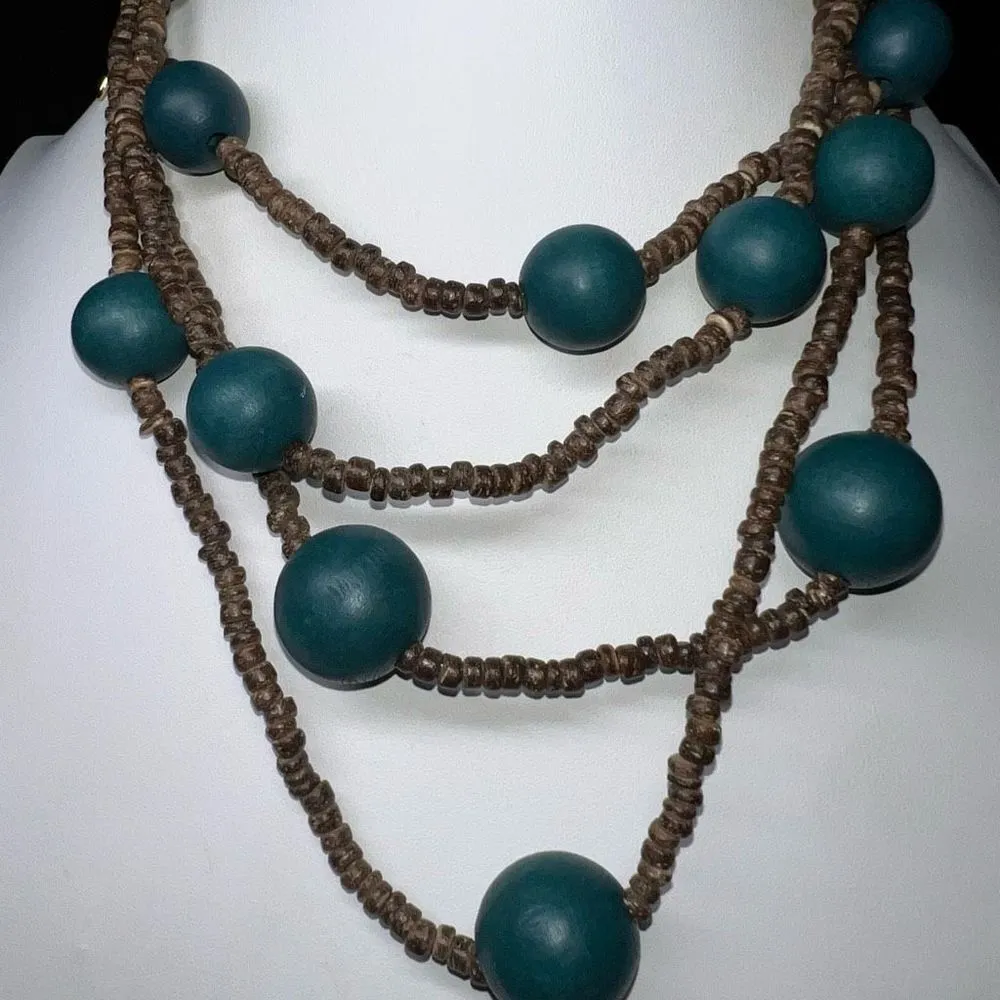 Plunder Wood‎ Bead Necklace and Earring Set Brown - Image 3