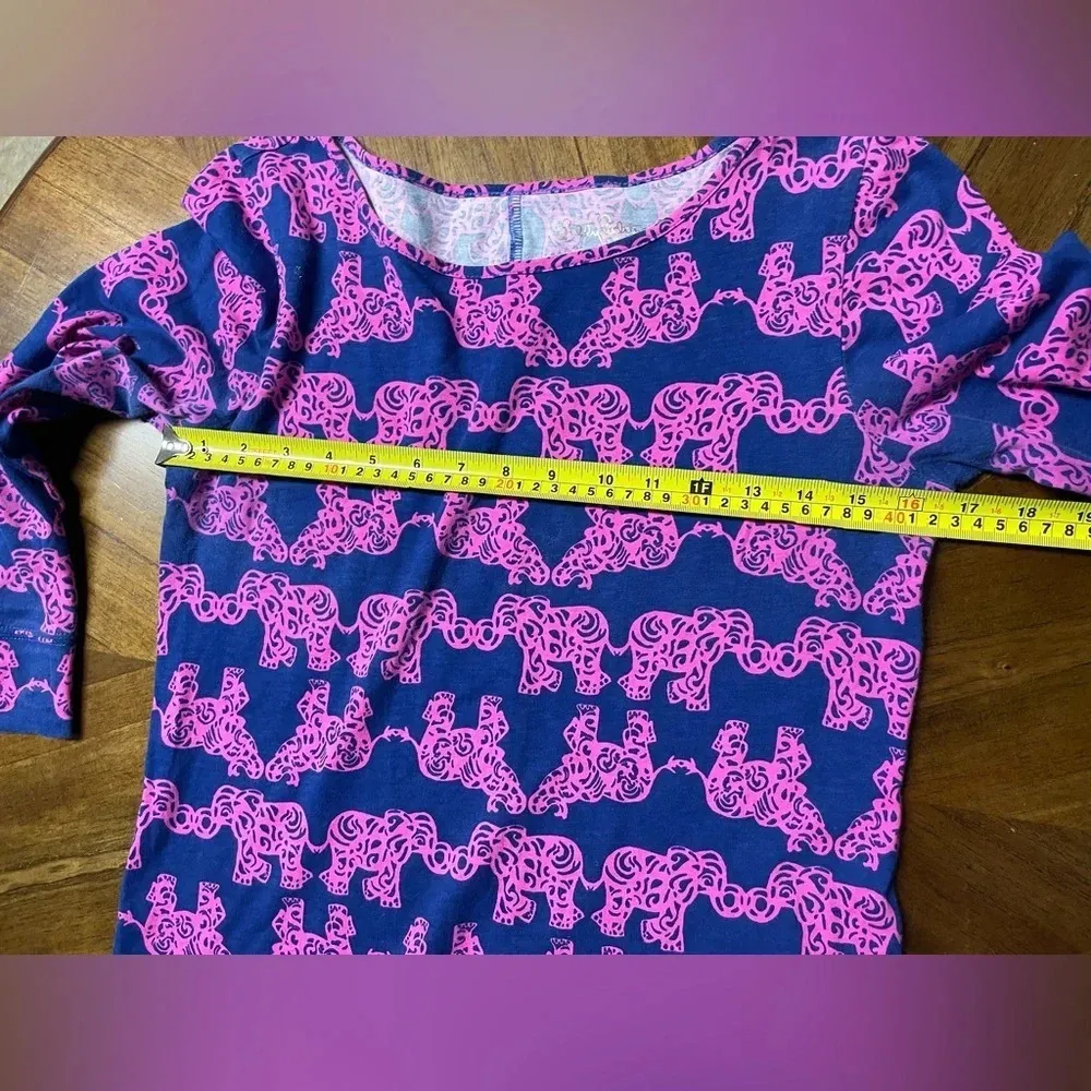 Lilly Pulitzer Marlowe Dress Elephant Pack Your Trunk Print Pink Blue Size Sm - Image 6
