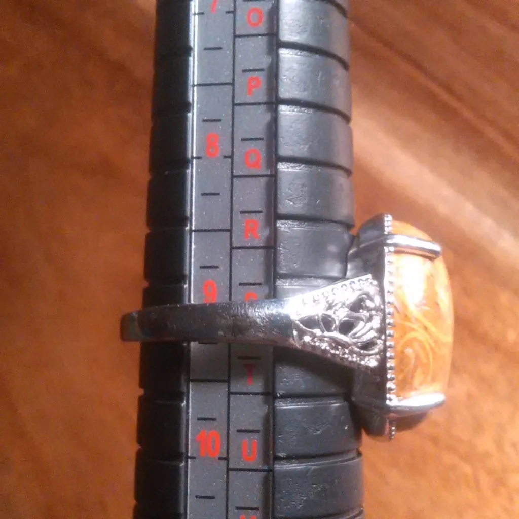 Script Stone Platinum Bond Brass Solitaire Ring (Size 9) - Image 3