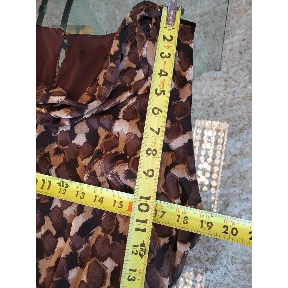 Womens Brown Black 100% Polyester Round Neck Sleeveless Knee Length Dress 10 - Image 11