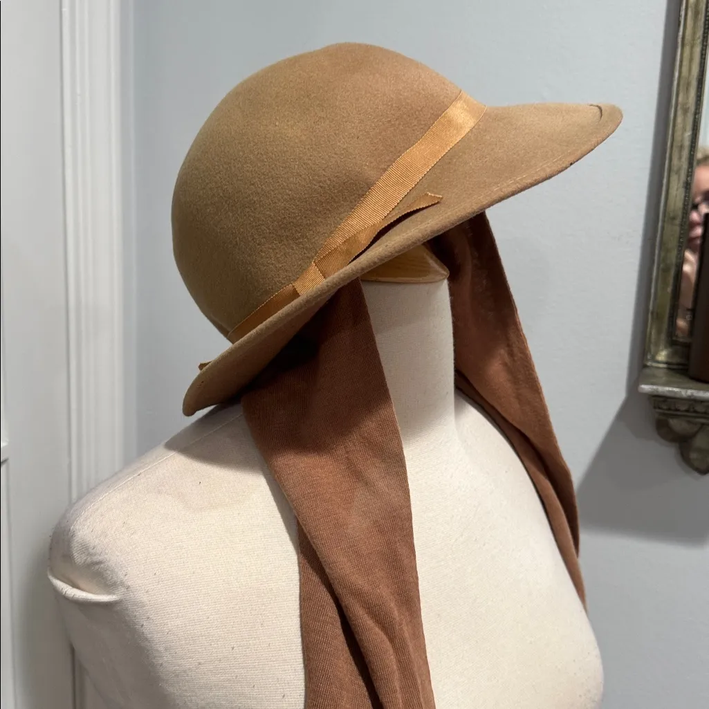 Vintage Tan Doeskin Wool Fedora Hat by Ruth Ann Designa - Image 5