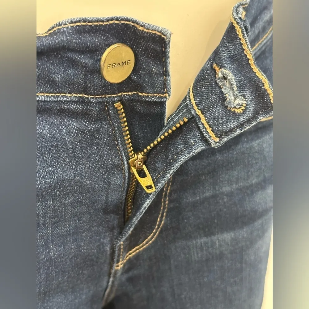 Frame Le Skinny De Jeanne Skinny Jeans Mid Rise Queens Way Dark Wash Blue 25 - Image 10