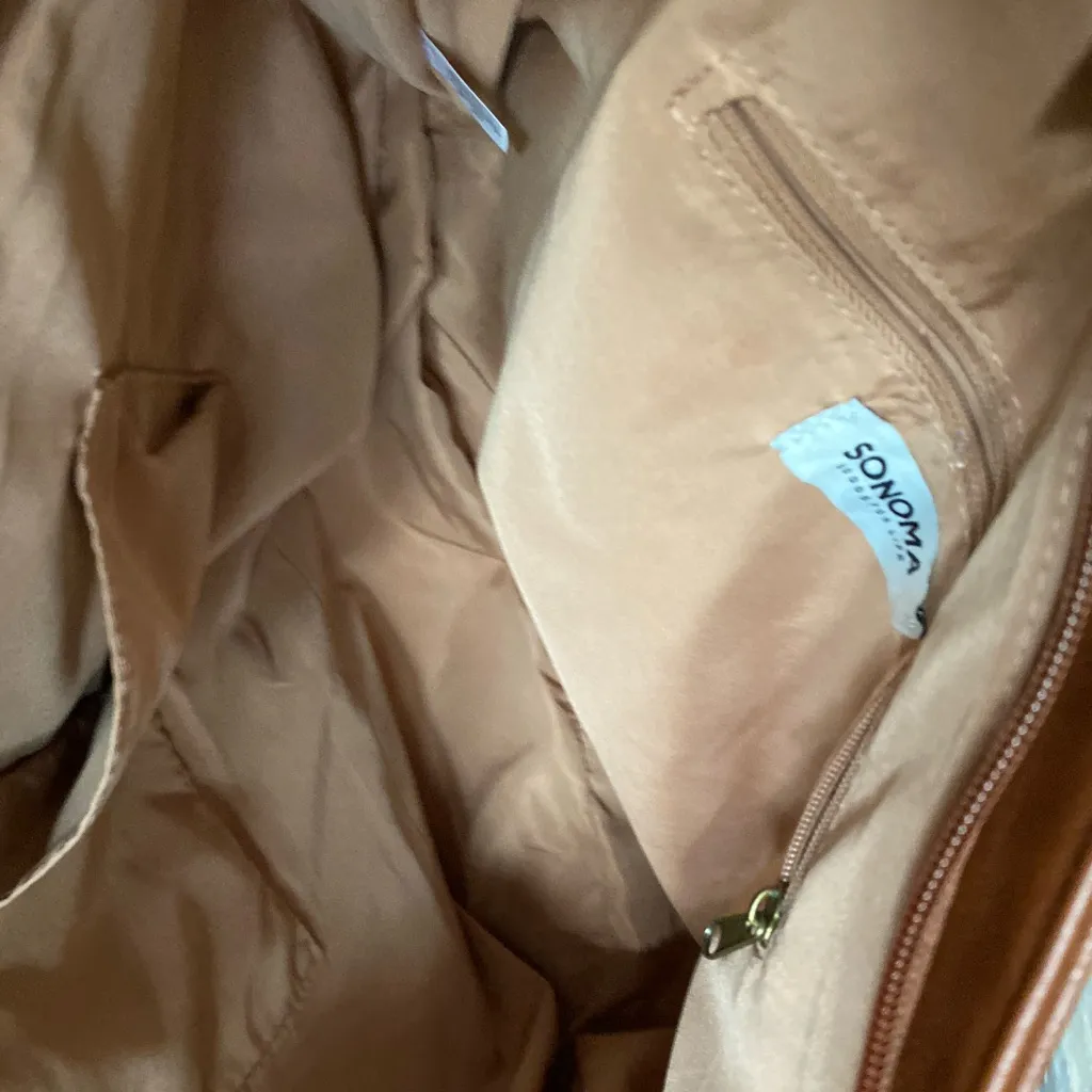 Brown Vegan‎ Leather Compartment Tote Bag Purse Tassel Oversized Boho Quiet Luxe - Image 3