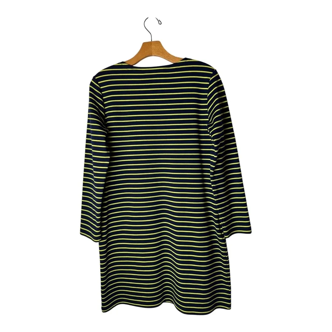 STS‎ Sail to Sable Dress Women Blue Yellow Stripe Crewneck Shift Mini Preppy - Image 2