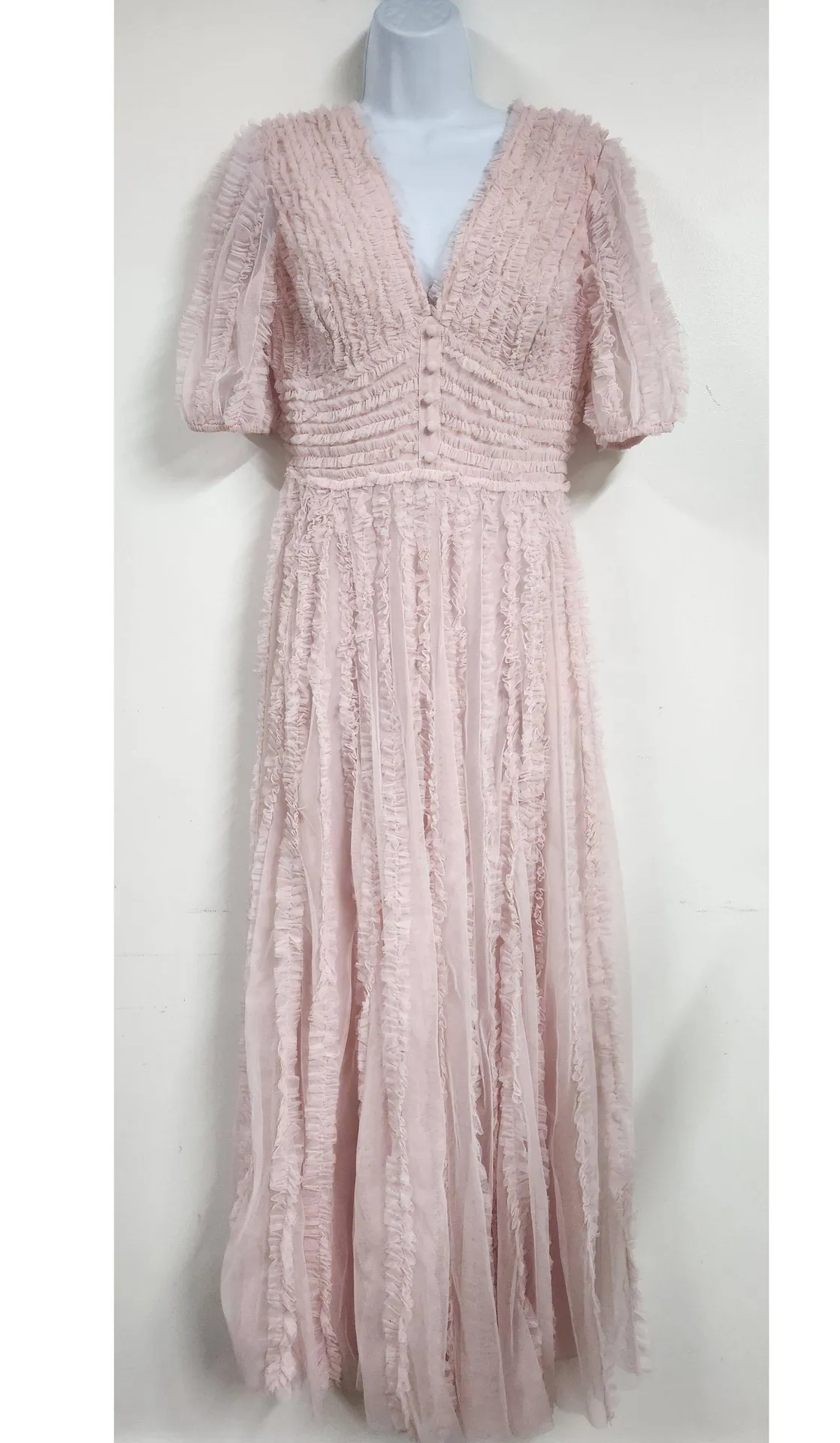 Mac Duggal  V Neck Puff Sleeve Ruffle Tiered A Line Gown Regular price$598 - Image 5