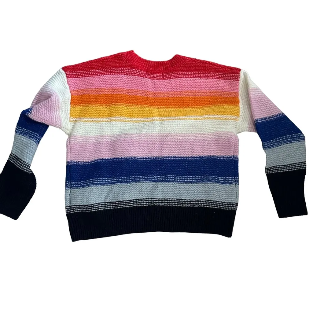 Old Navy Festive Craft Rainbow Striped Sweater - Cozy Knit Blend Vibrant Colors - Image 2