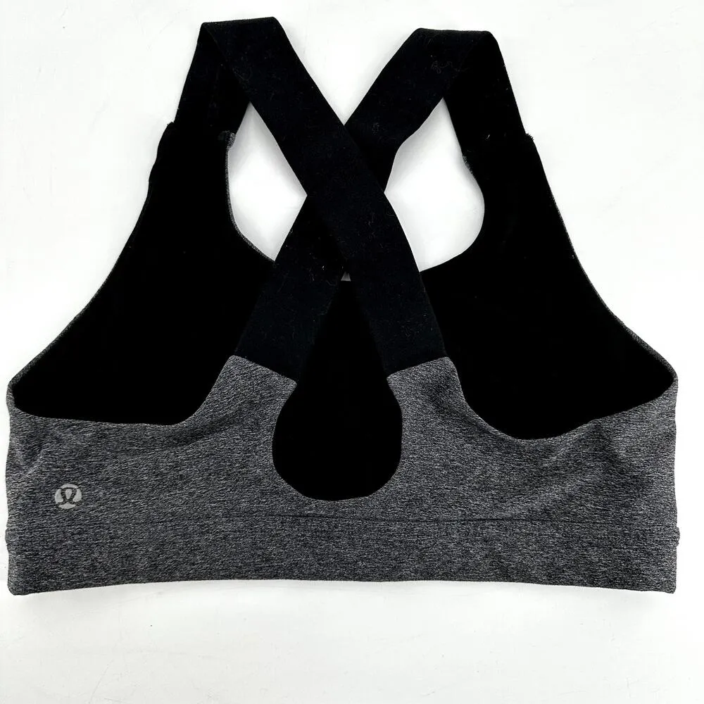 Lululemon All Sport Bra III Luxtreme Lycra Medium Support Heathered Black B/C 10 - Image 5