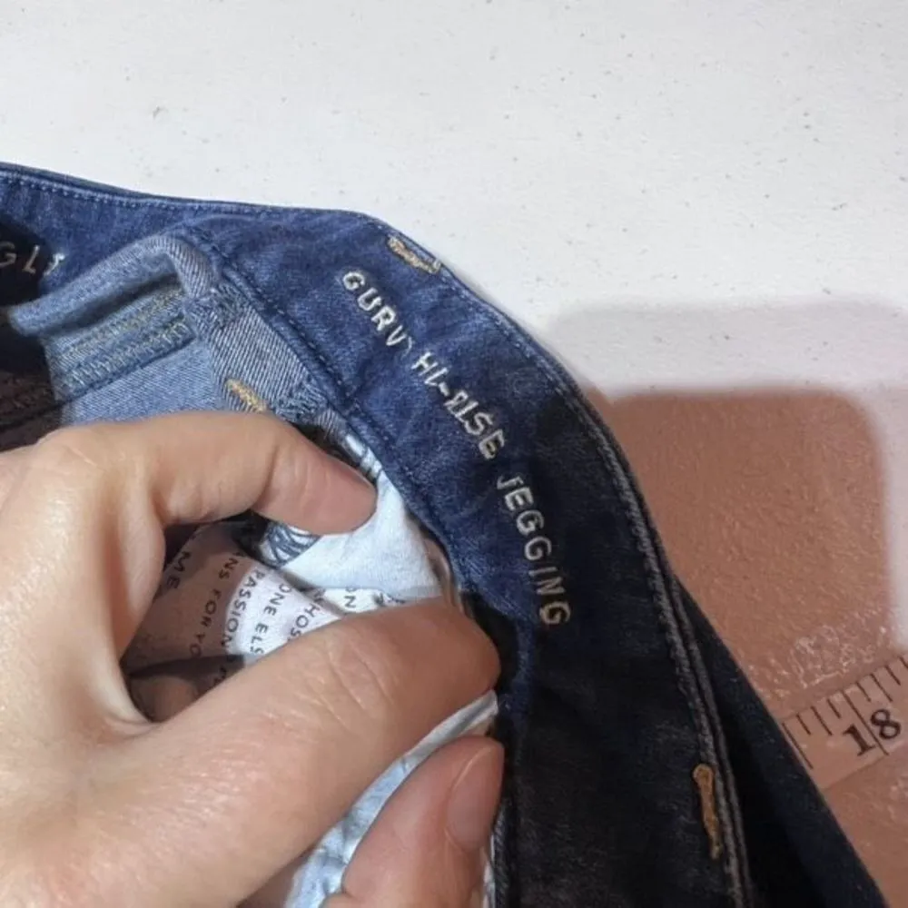 American Eagle Outfitters Women's Distressed Curvy Jegging Jeans Blue Denim Sz 0 - Image 10