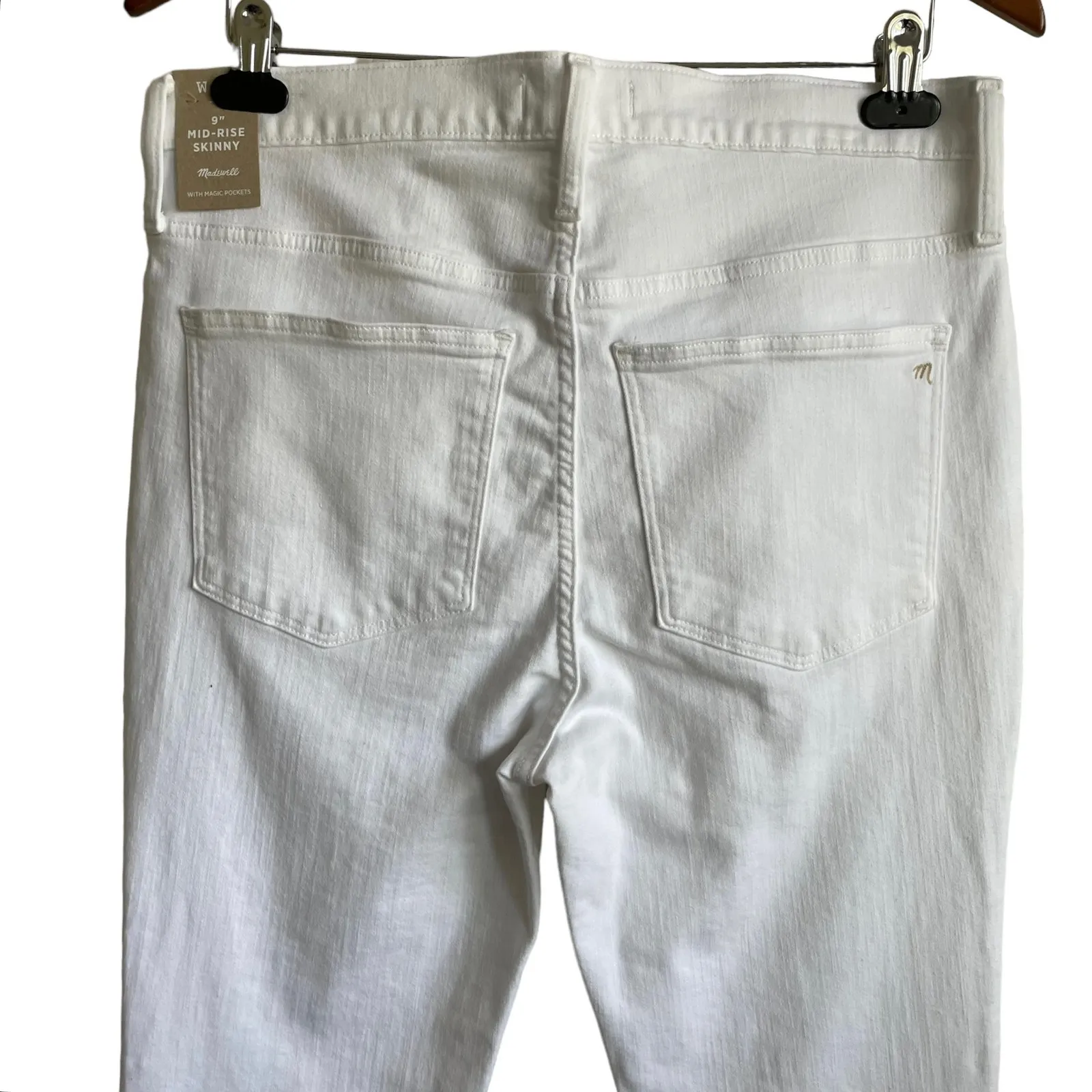 Y2K Madewell Women Jeans 31 White Skinny Button Fly Raw Hem‎ Retro 90s Denim NEW - Image 5