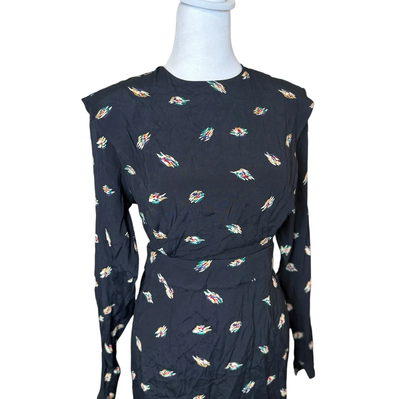 Rotate Birger Christensen Wanda Printed Black Mini Dress Size 6 Party Cocktail - Image 6