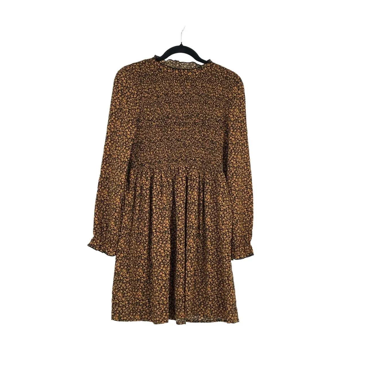 Allegra K Women's Floral Ruffle Neck Long Sleeve A-Line Smocked Dress Size M - Image 2