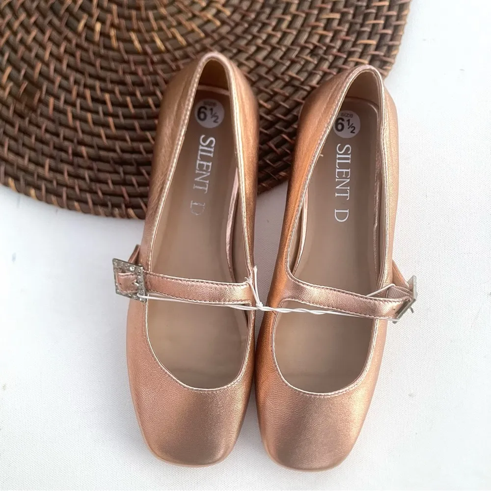 Silent D Womens Shoes Ballet Flats Rose Gold Mary Janes Size 6.5/37 - Image 2