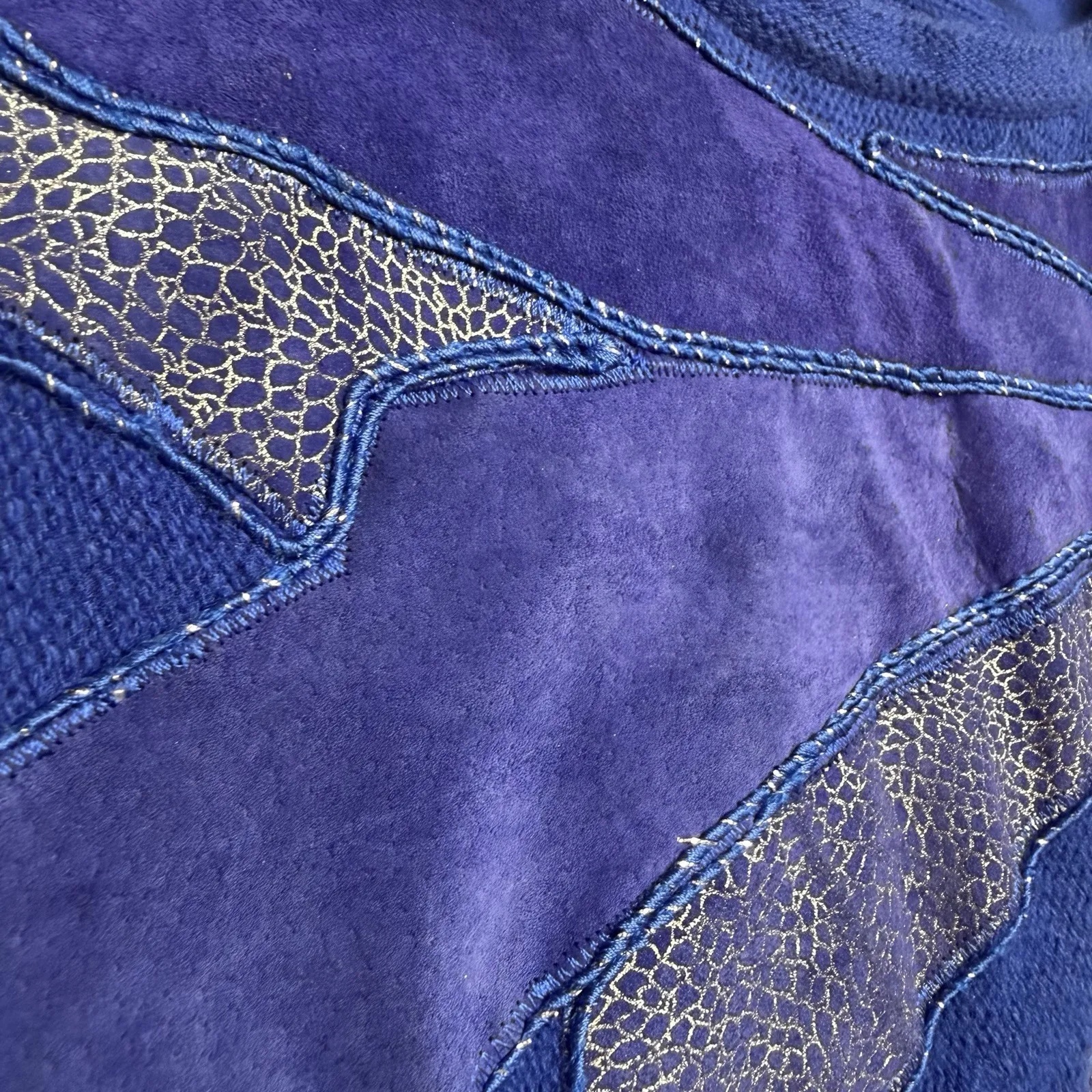 Rochelle California Vtg 80s Dolman Sleeve Cobalt Blue Sparkle Pullover Sweater L Size 12 - Image 4