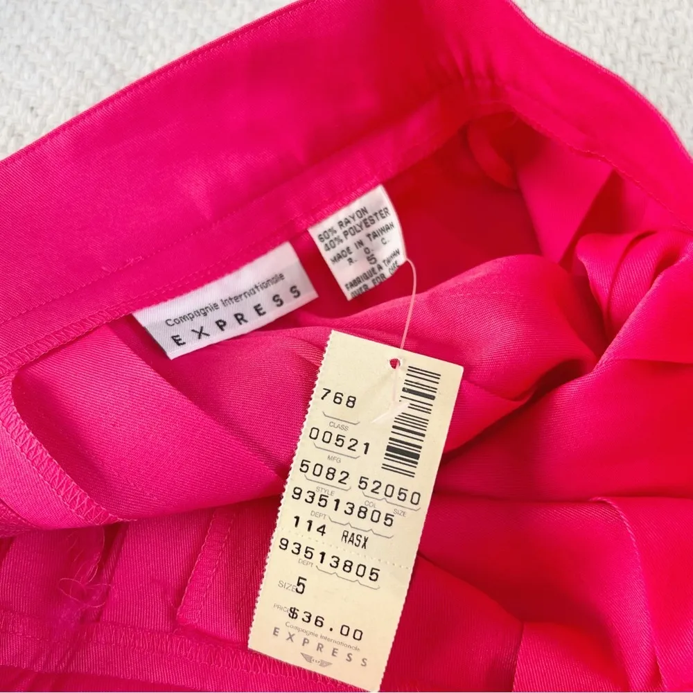 90s Compagnie Internationale Express Hot Pink Pleated Mini Skirt Deadstock NWT - Image 4