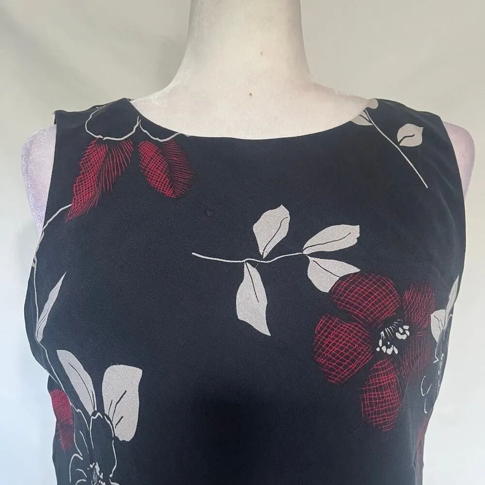 Vtg Y2K Maggy London 100% Silk Dress Sz 12 Asymmetric Mid Boho Romantic Sheer - Image 2