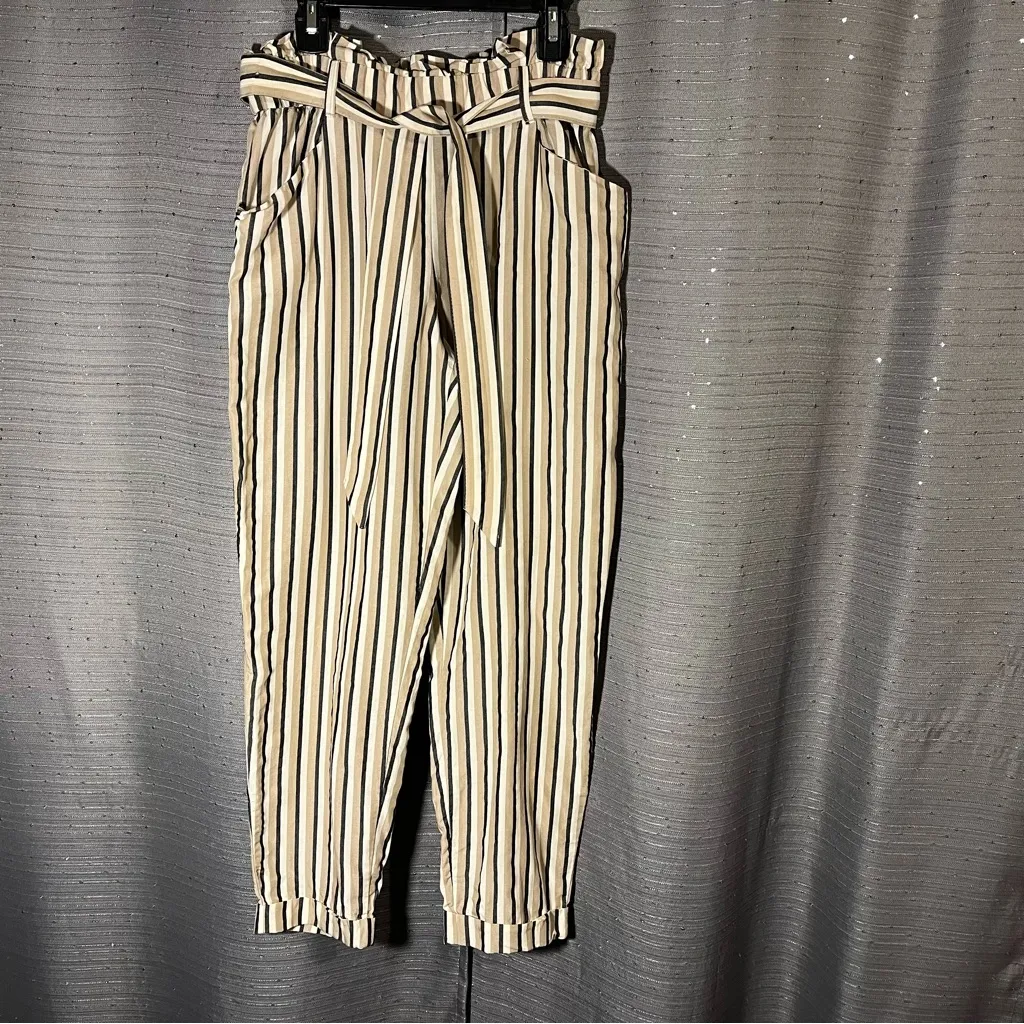 Zara‎ TFR Collection Cream Striped Lyocell Casual - Image 2