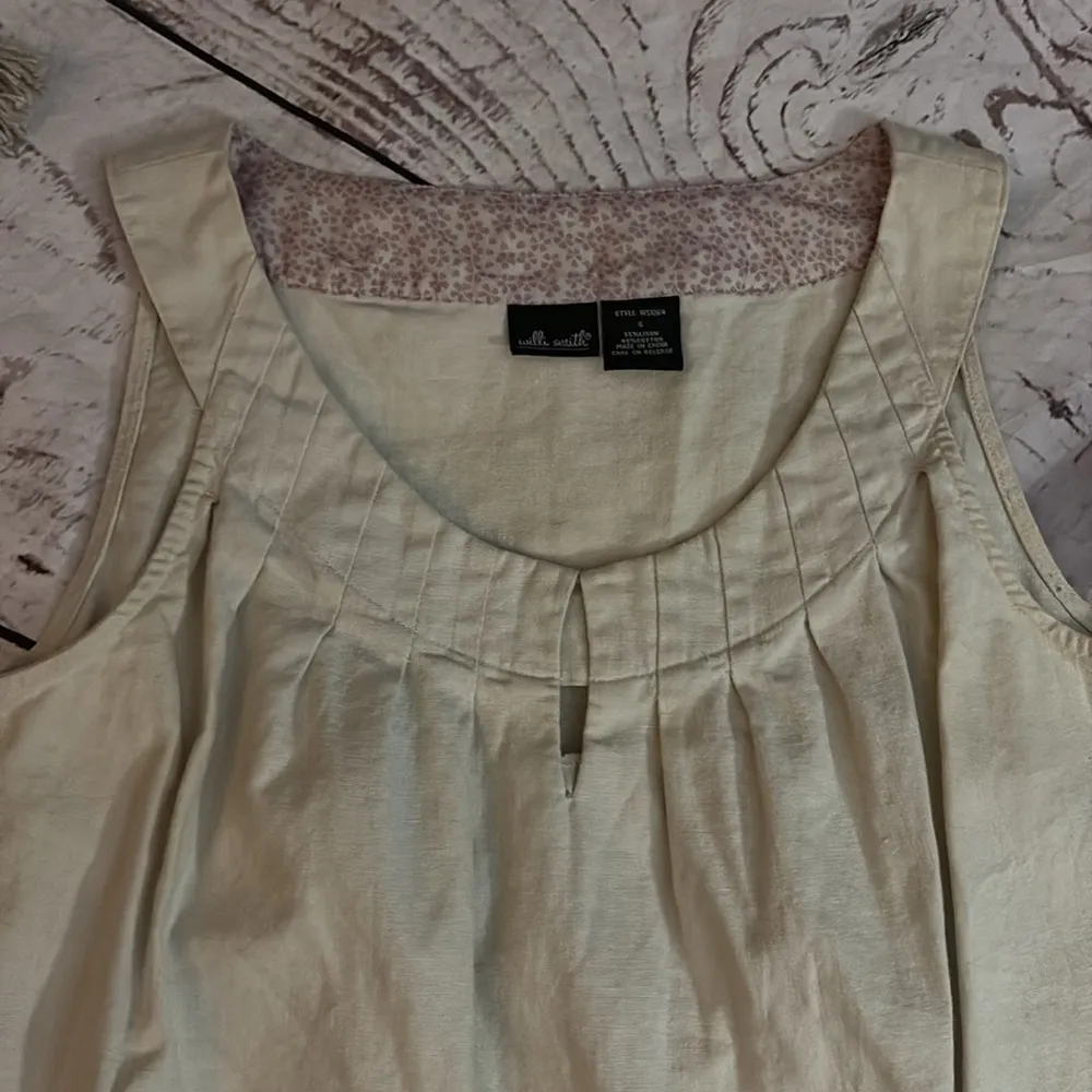 Willi Smith small nwot Cream Sleeveless Dress with Scalloped Hem/ tunic - Image 3