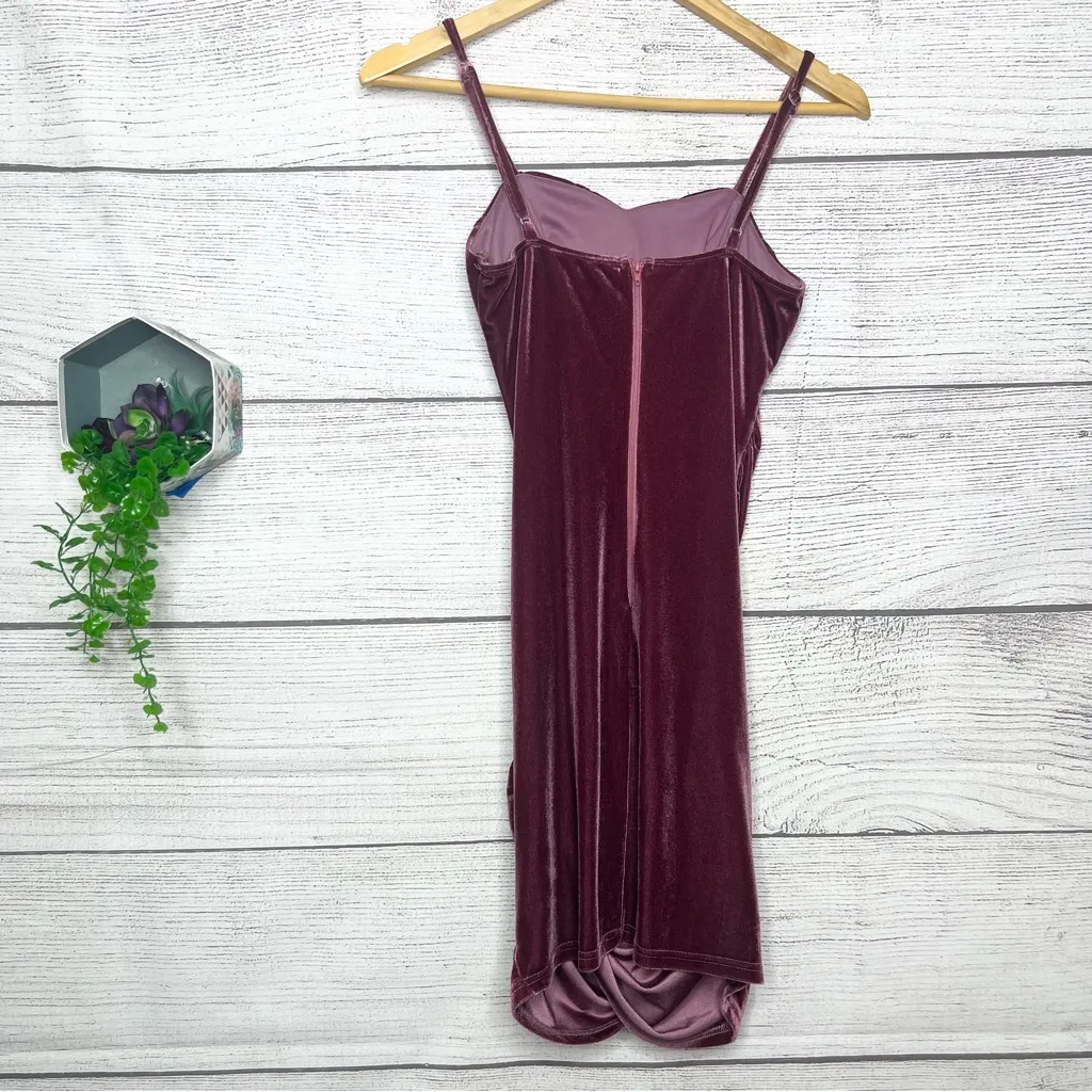 Madrag Pink Velvet Draped Front Bodycon Mini Dress Size Small Valentine’s Day - Image 6