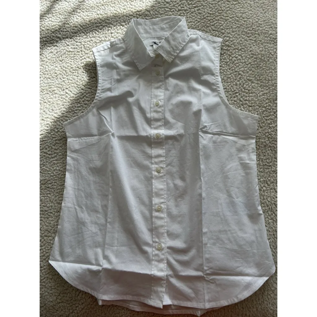 J.Crew $80 Sleeveless Cotton Poplin Blouse in Perfect Fit White Size Petite S - Image 8
