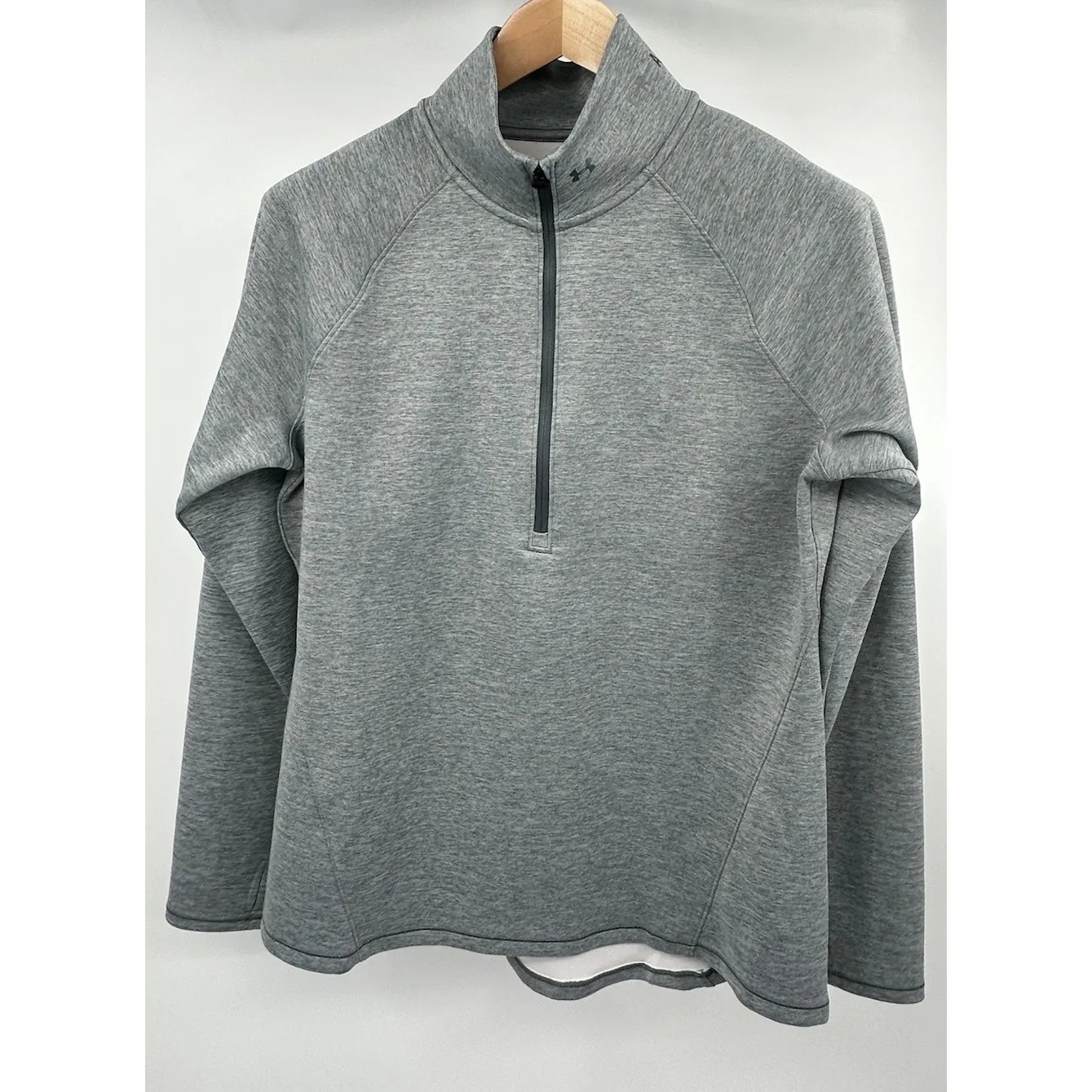 Under Armour  Shirt Women XL Gray Fitted Turtleneck Thin Sweater Base‎ Layer Zip - Image 8